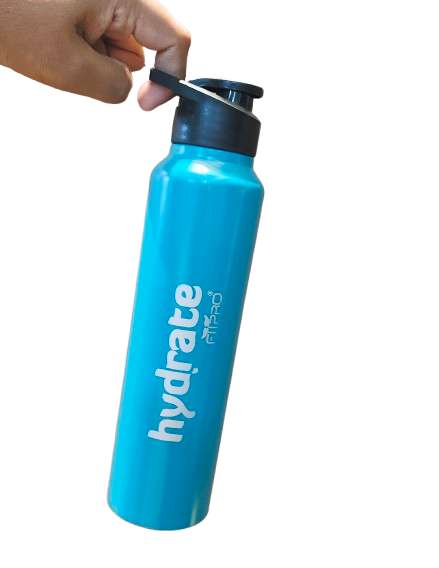 FitPro Hydrate 1000ml Stainless Steel Water Bottle | Turquoise Blue | Flip Top Cap for Office & Personal Use