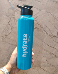 FitPro Hydrate 1000ml Stainless Steel Water Bottle | Turquoise Blue | Flip Top Cap for Office & Personal Use