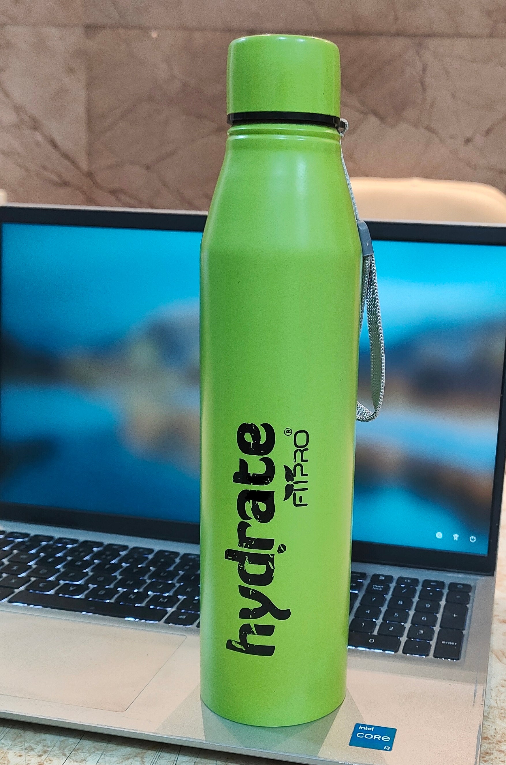FitPro Hydrate 900ml Stainless Steel Water Bottle | Green Slim Bottle for Office, Travel & Daily Use