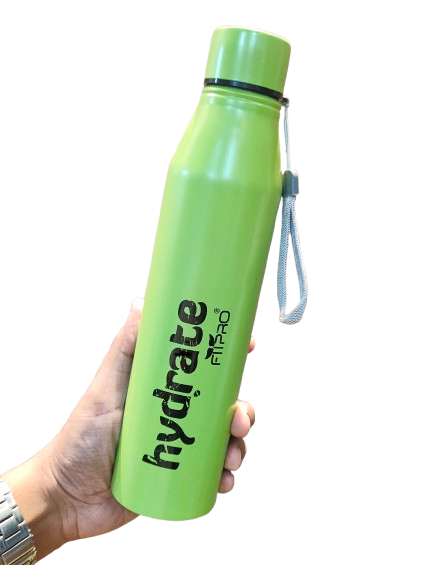 FitPro Hydrate 900ml Stainless Steel Water Bottle | Green Slim Bottle for Office, Travel & Daily Use
