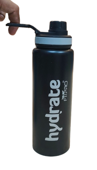 Black H2O Stainless Steel Water Bottle – 900ml | Premium Cap with Holder