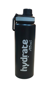 Black H2O Stainless Steel Water Bottle – 900ml | Premium Cap with Holder