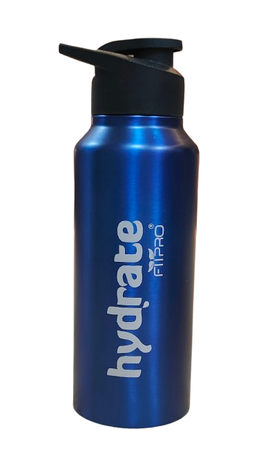 FitPro Hydrate 750ml Stainless Steel Water Bottle | Dark Blue | Flip Top Cap for Office & Personal Use