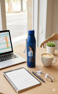 900ml Slim Stainless Steel “Boss Lady” Water Bottle – Premium Designer Personal Use Bottle with Screw Cap