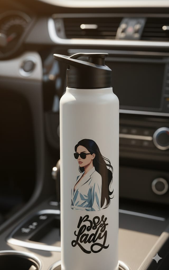 1L Stainless Steel “Boss Lady” Flip-Top Water Bottle – Premium Designer Reusable Bottle for Office, Gym & Travel