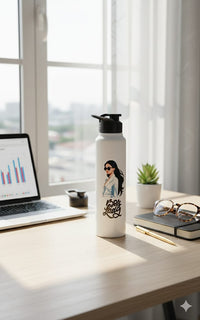 1L Stainless Steel “Boss Lady” Flip-Top Water Bottle – Premium Designer Reusable Bottle for Office, Gym & Travel