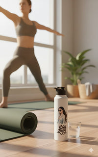 1L Stainless Steel “Boss Lady” Flip-Top Water Bottle – Premium Designer Reusable Bottle for Office, Gym & Travel