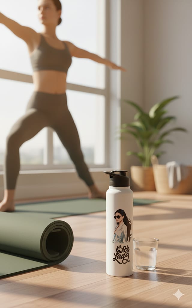 1L Stainless Steel “Boss Lady” Flip-Top Water Bottle – Premium Designer Reusable Bottle for Office, Gym & Travel