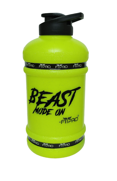 Fitpro Beast Mode On 2.2L Gallon Water Bottle – Neon Green  Gym Shaker