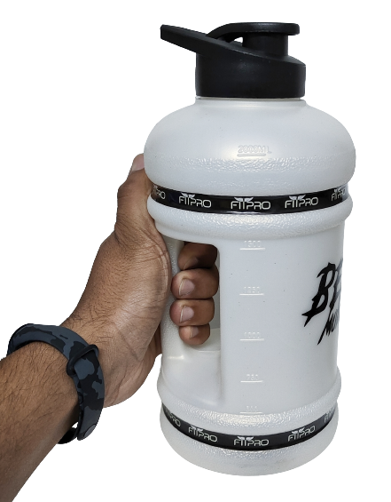 Fitpro Beast Mode On 2.2L Gallon Water Bottle – White Gym Shaker