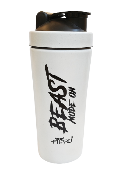 FITPRO Beast Mode Stainless Steel Shaker Bottle 750ml – Leak-Proof Gym Protein Shaker with Steel Whisk Ball