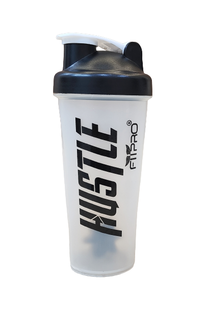 Basic Protein Shaker Bottle 750ml | PP Plastic | White Transparent with Black Cap